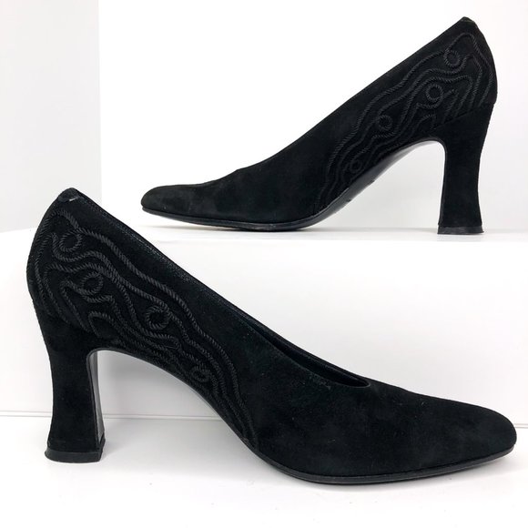 Paloma Womens Size 7 Black Suede Block Heel Pumps - Picture 2 of 8